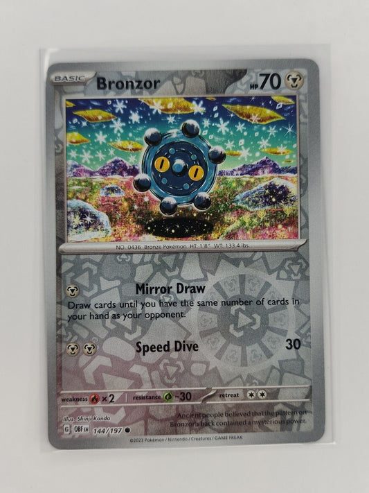 Bronzor [Reverse Holo] 144/197 Pokémon TGC Obsidian Flames