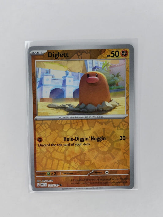 Diglett [Reverse Holo] 103/197 Pokémon TGC Obsidian Flames