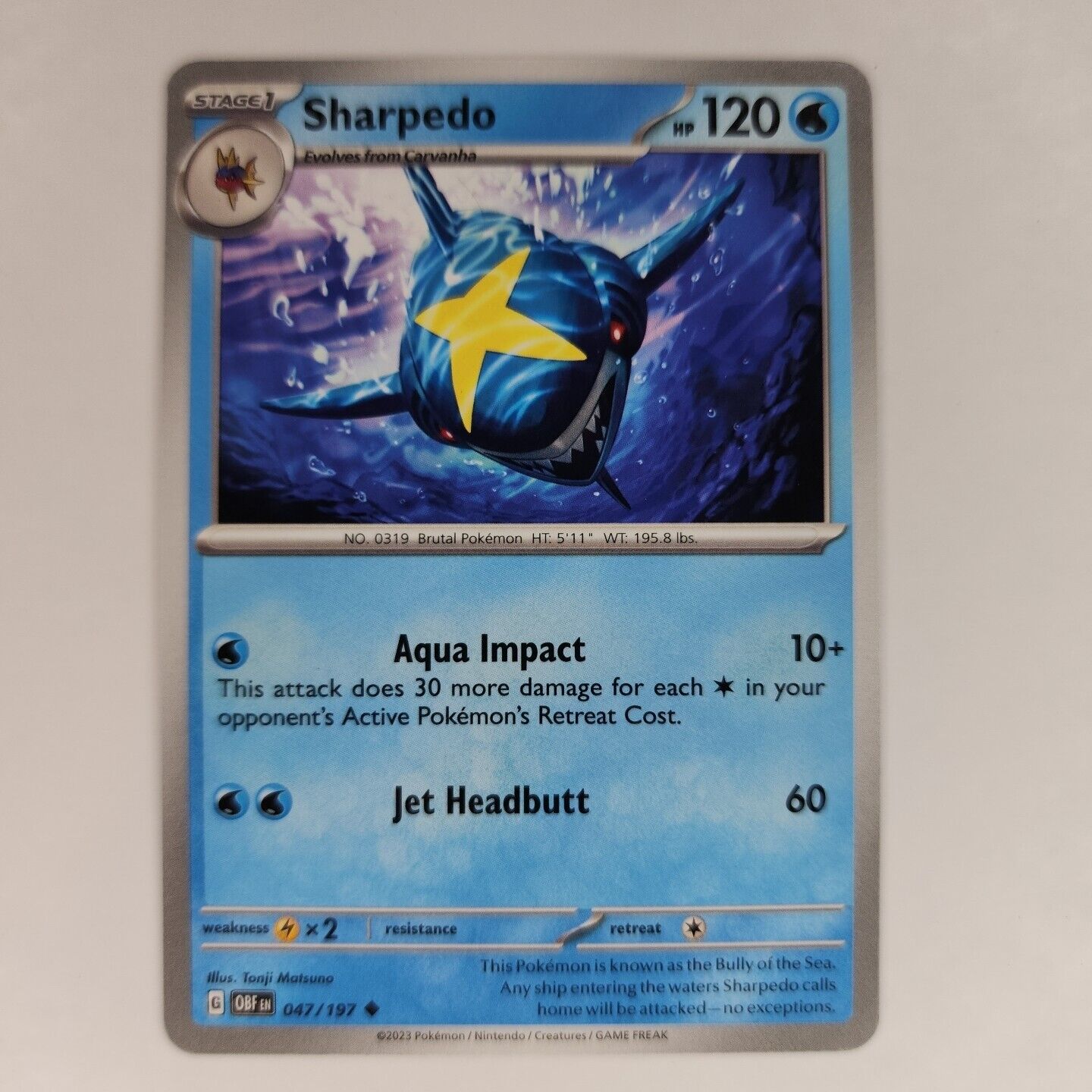 Sharpedo 47/197 Pokémon TGC Obsidian Flames