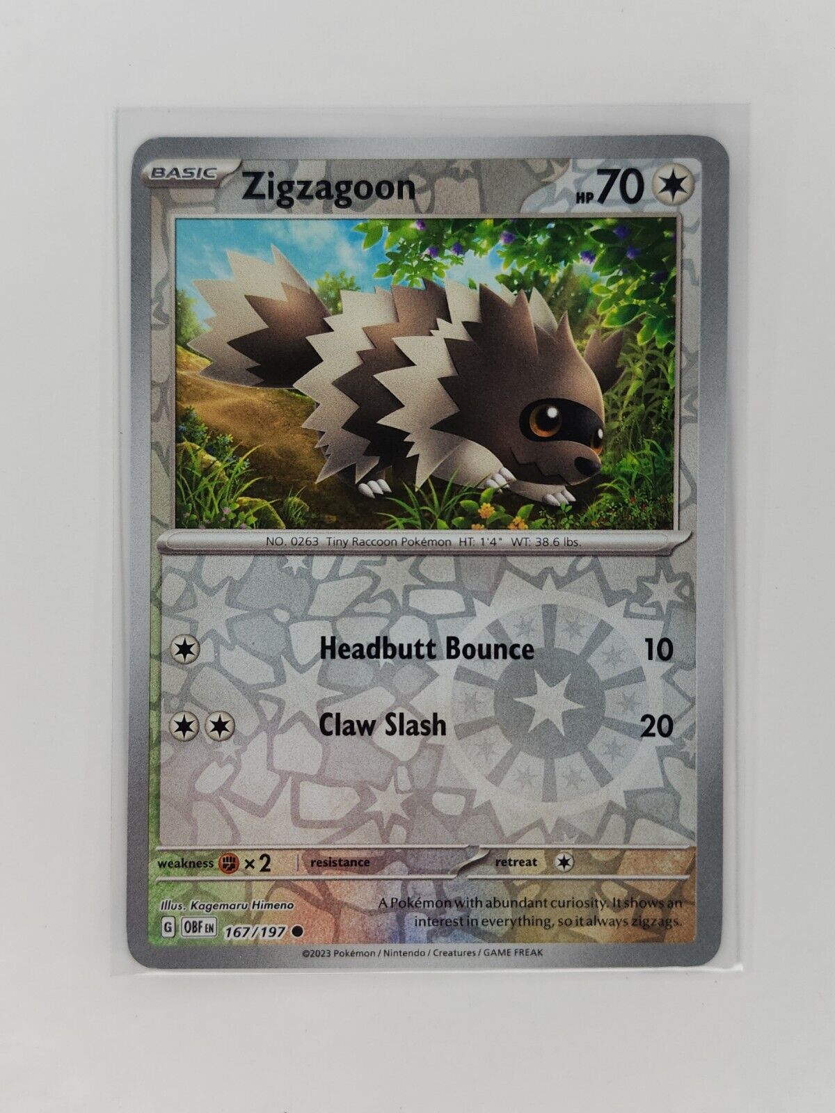 Zigzagoon [Reverse Holo] 167/197 Pokémon TGC Obsidian Flames