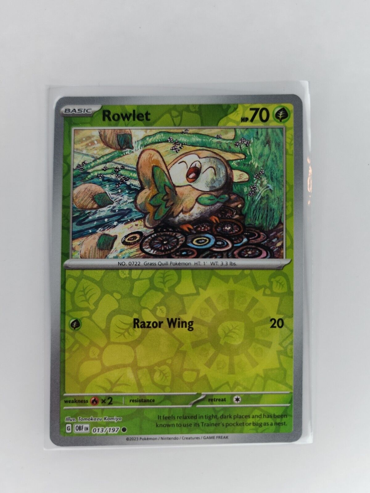 Rowlet [Reverse Holo] 13/197 Pokémon TGC Obsidian Flames