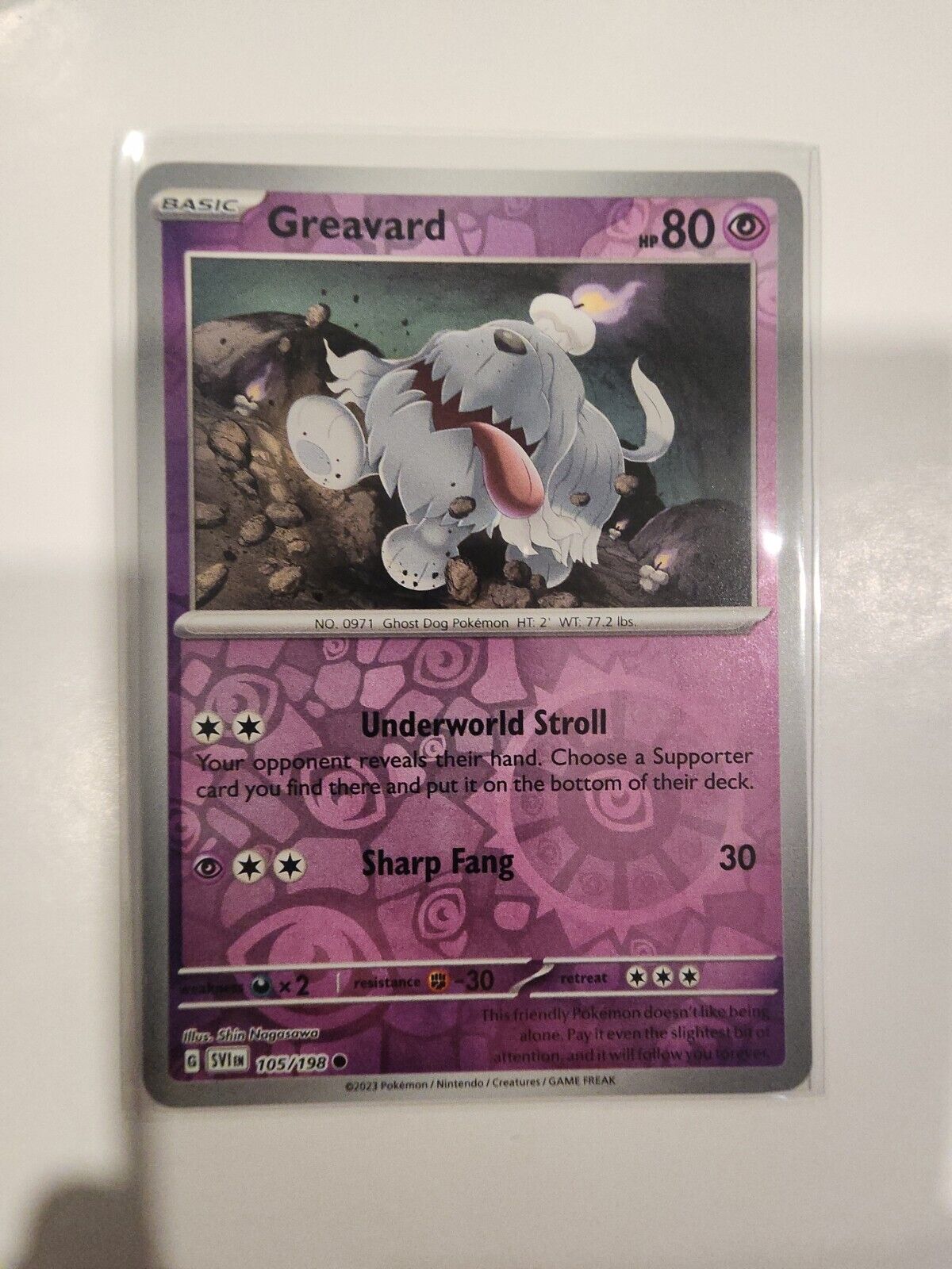 Greavard [Reverse Holo] 105/198 Pokémon TGC Scarlet & Violet