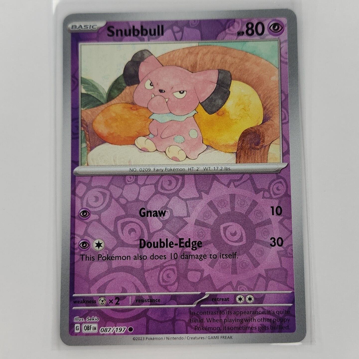 Snubbull [Reverse Holo] 87/197 Pokémon TGC Obsidian Flames