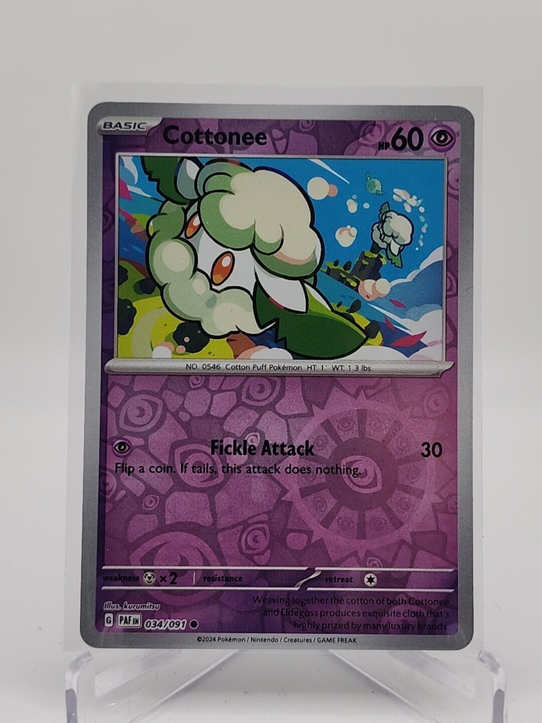 Cottonee [Reverse Holo]  34/91 Pokémon TCG Paldean Fates