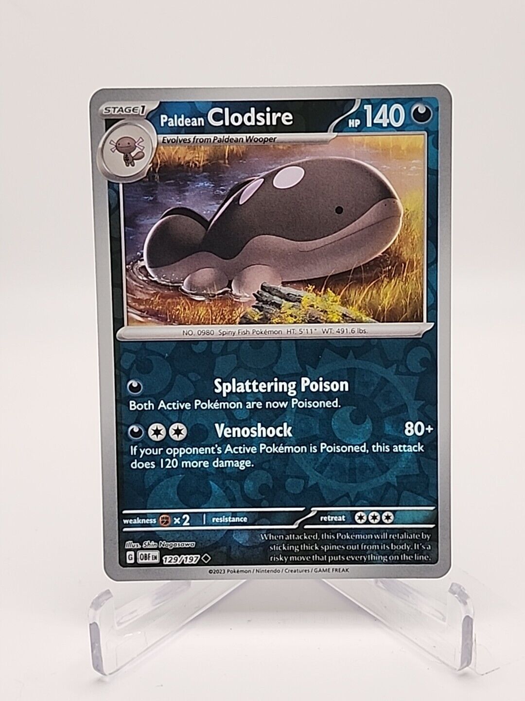 129/197 Paldean Clodsire [Reverse Holo] Pokémon TCG Obsidian Flames