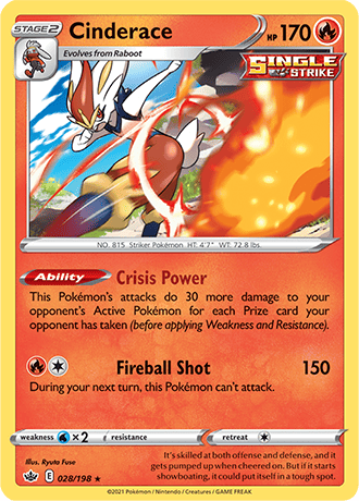 Cinderace [Reverse Holo]  28/203 Pokémon TCG Chilling Reign