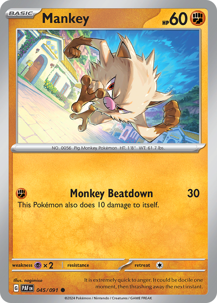 Mankey  45/91 Pokémon TCG Paldean Fates