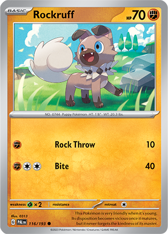 Rockruff  116/193 Pokémon TCG Paldea Evolved