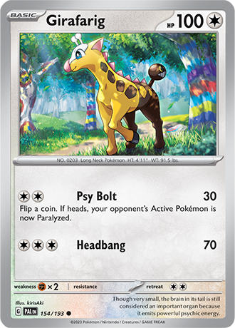 Girafarig  154/193 Pokémon TCG Paldea Evolved