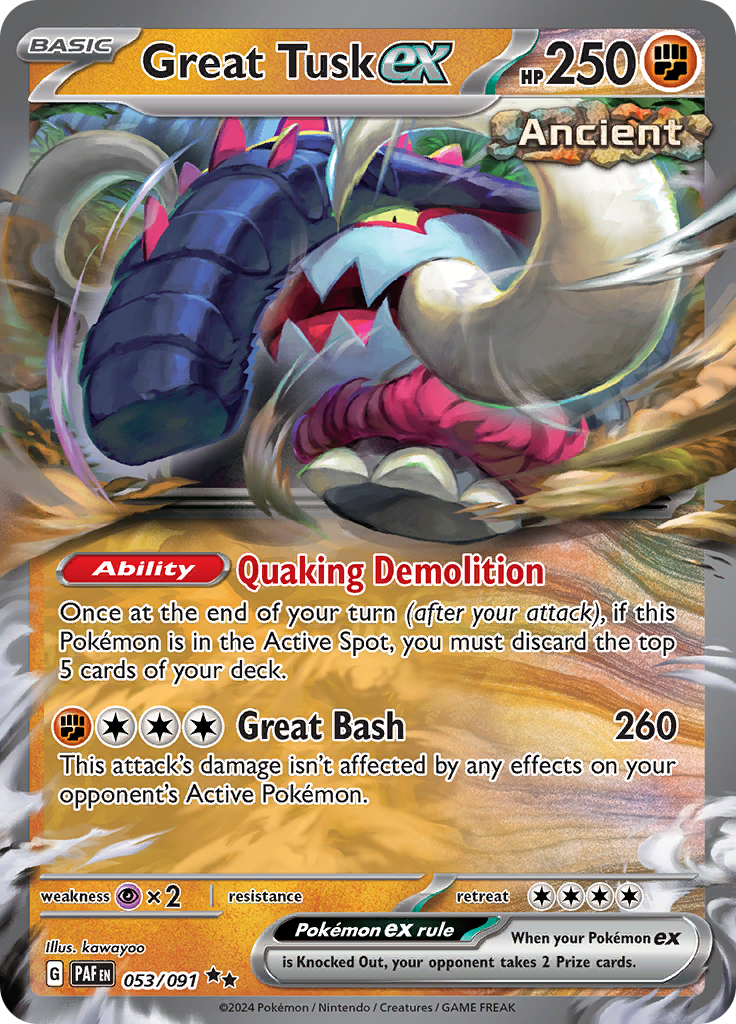 Great Tusk ex [Holo]  53/91 Pokémon TCG Paldean Fates