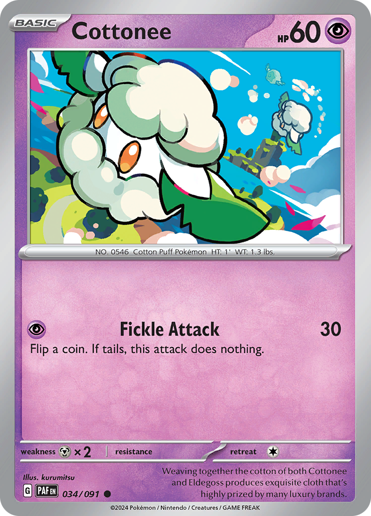 Cottonee  34/91 Pokémon TCG Paldean Fates