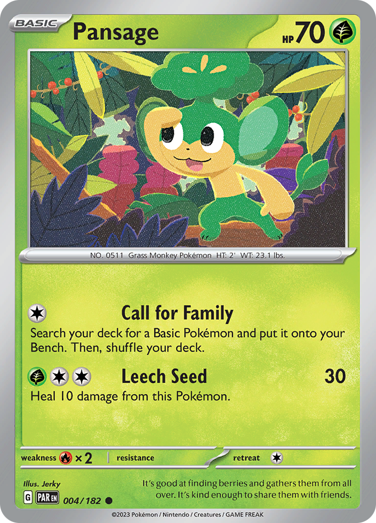 Pansage  4/182 Pokémon TCG Paradox Rift