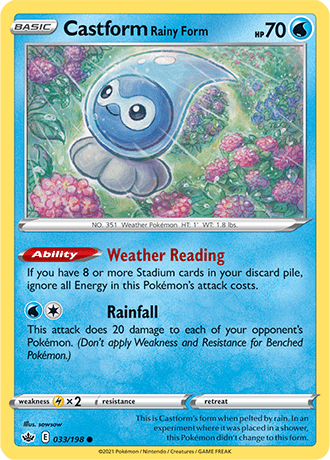 Castform Rainy Form  33/203 Pokémon TCG Chilling Reign