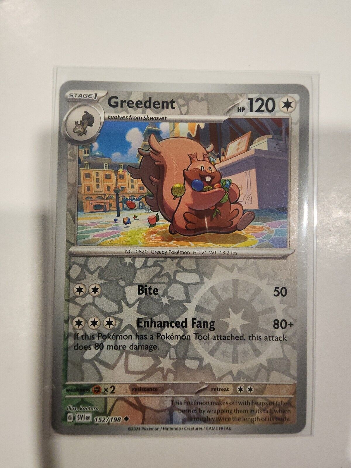 Greedent [Reverse Holo] 152/198 Pokémon TGC Scarlet & Violet