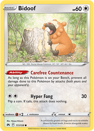 Bidoof  111/159 Pokémon TCG Crown Zenith