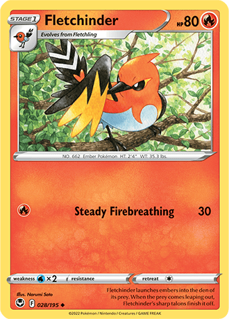 Fletchinder  28/195 Pokémon TCG Silver Tempest