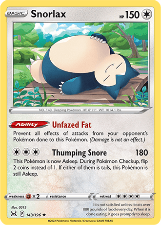 Snorlax [Reverse Holo]  143/196 Pokémon TCG Lost Origin