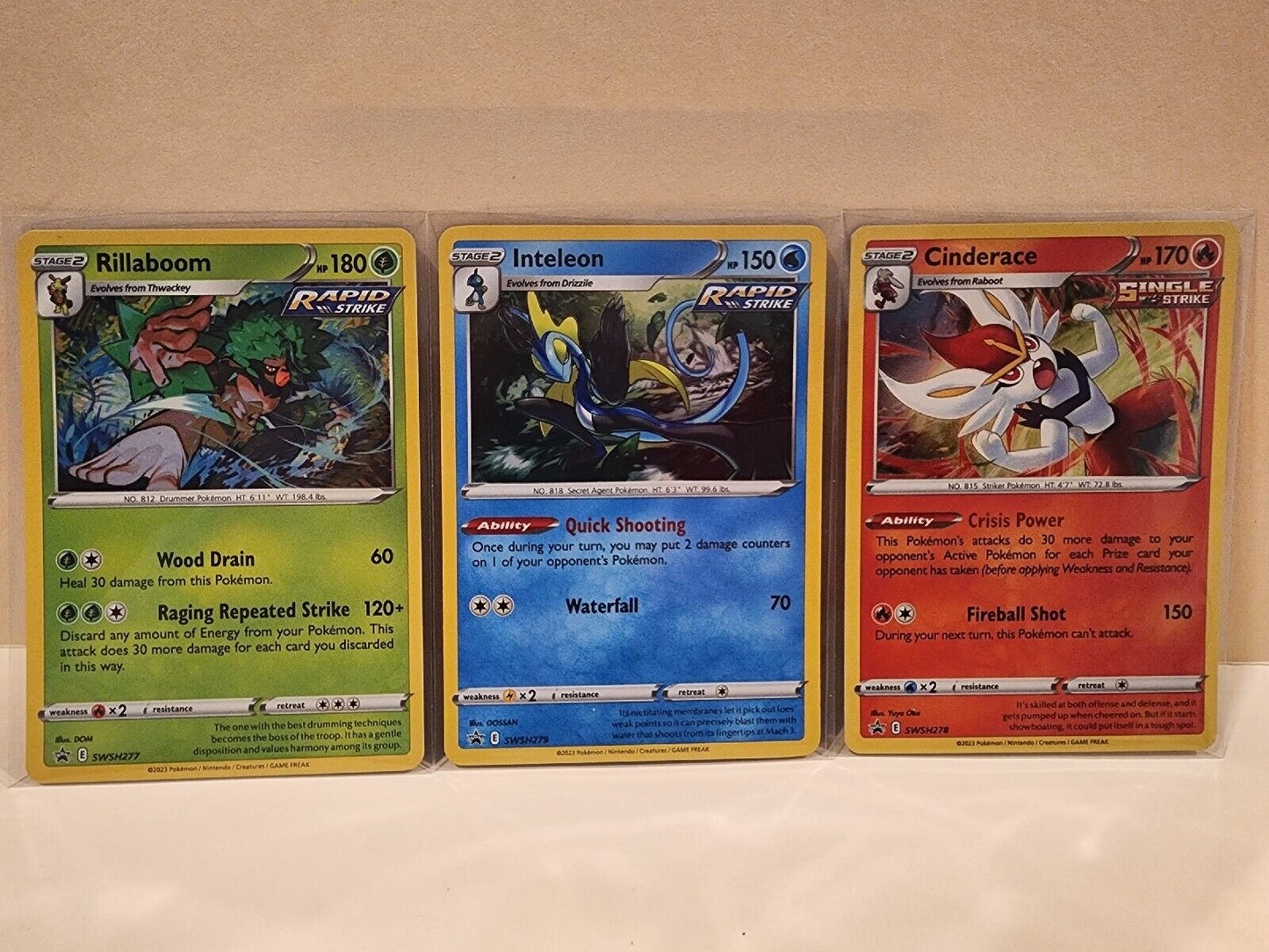 Pokémon TCG Rillaboom SWSH277 Cinderace SWSH278 Inteleon SWSH279 Promo Holo NM/M