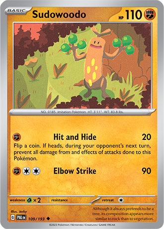 Sudowoodo  109/193 Pokémon TCG Paldea Evolved