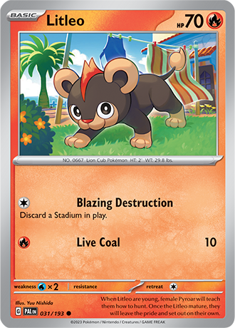 Litleo  31/193 Pokémon TCG Paldea Evolved