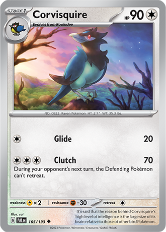 Corvisquire  165/193 Pokémon TCG Paldea Evolved