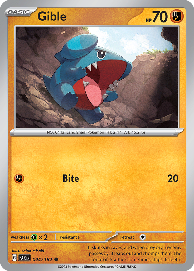 Gible  94/182 Pokémon TCG Paradox Rift