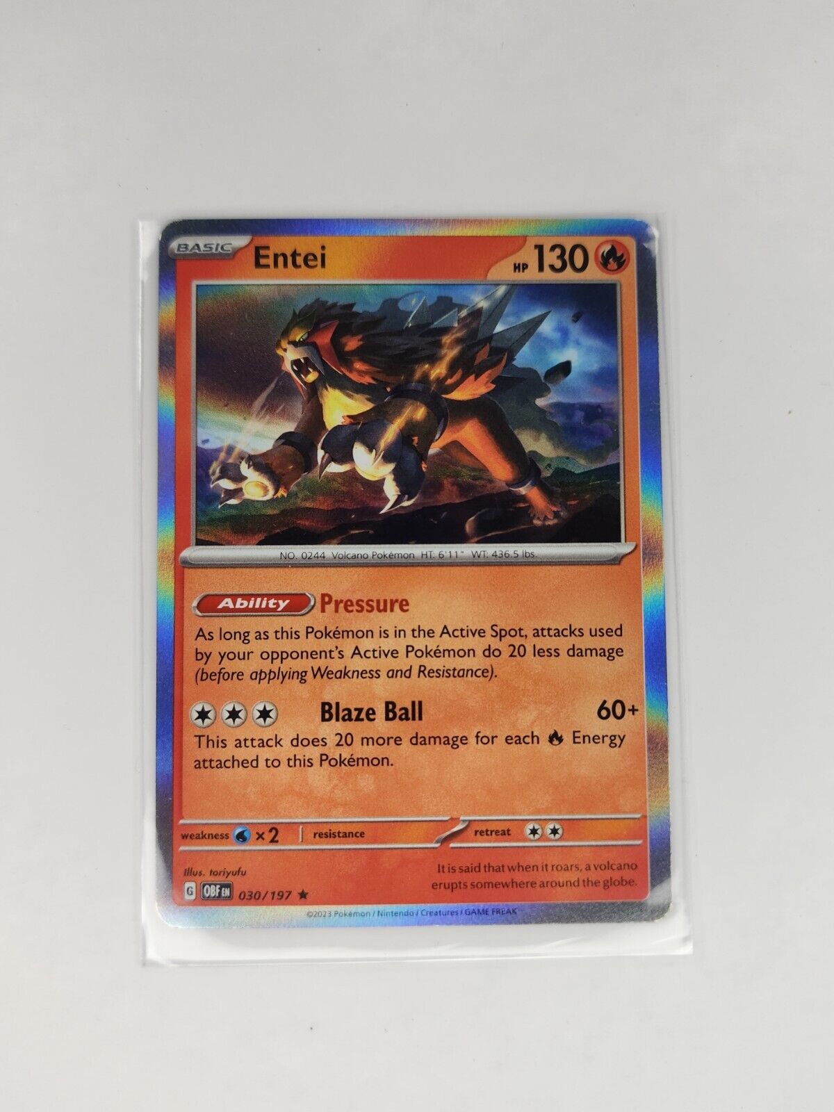 Entei 30/197 Pokémon TGC Obsidian Flames