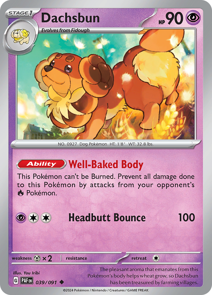 Dachsbun  39/91 Pokémon TCG Paldean Fates