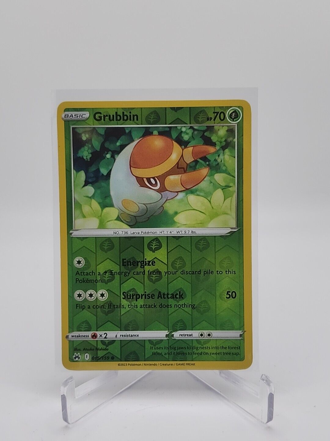 Grubbin [Reverse Holo] 15/159 Pokémon TGC Crown Zenith