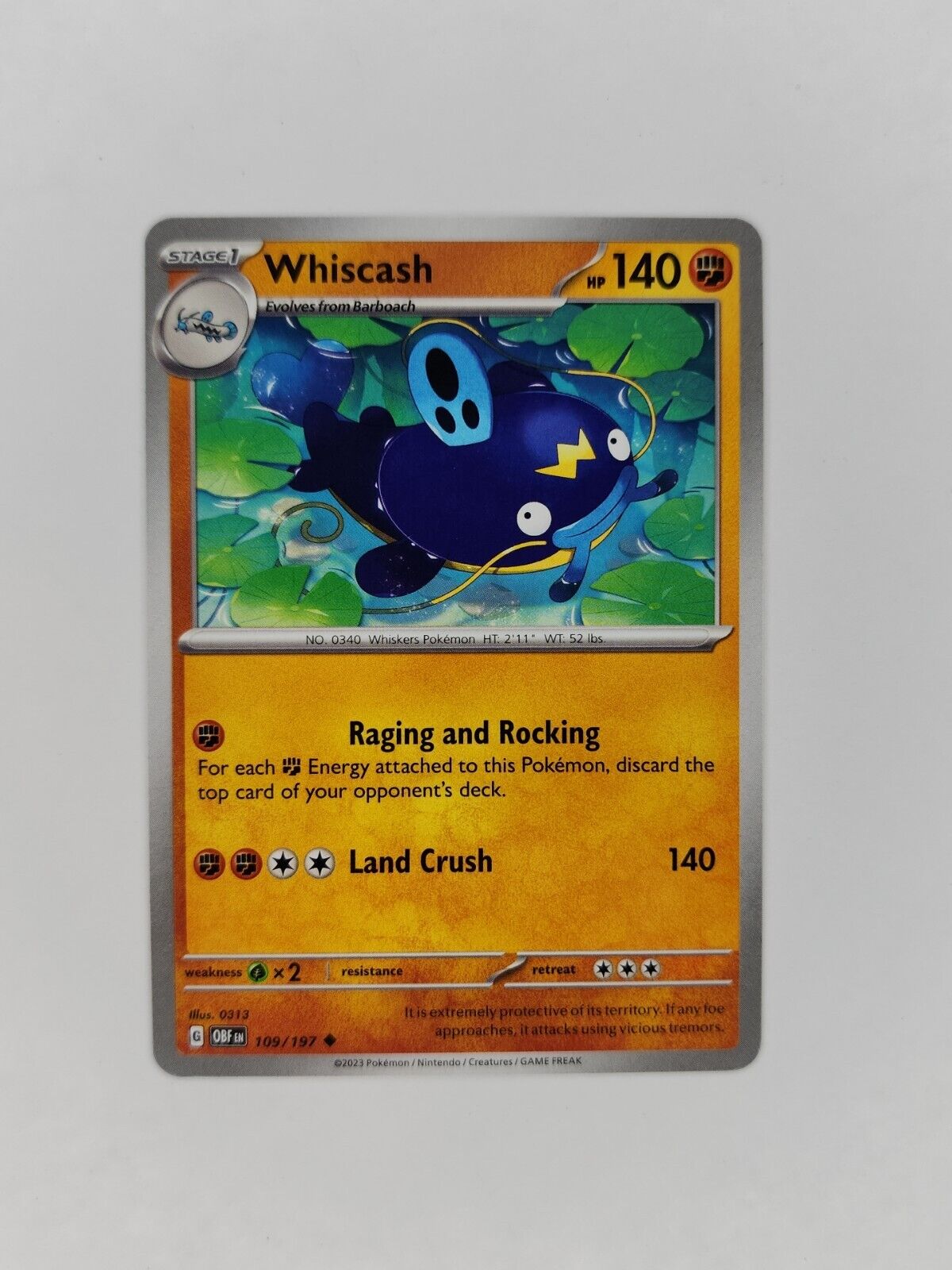 Whiscash 109/197 Pokémon TGC Obsidian Flames