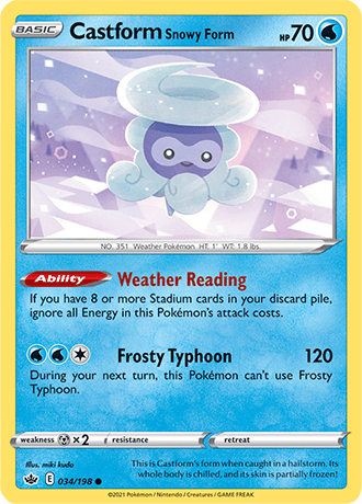 Castform Snowy Form [Reverse Holo]  34/203 Pokémon TCG Chilling Reign