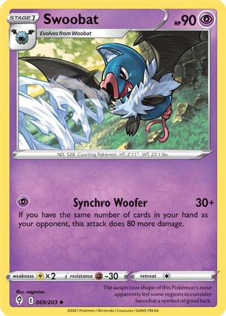 Swoobat  69/203 Pokémon TCG Evolving Skies