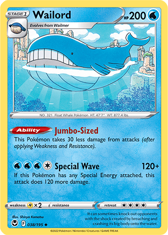 Wailord  38/195 Pokémon TCG Silver Tempest