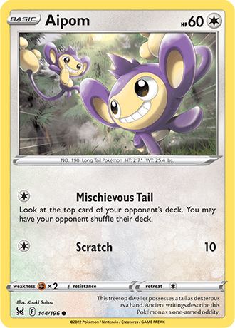 Aipom  144/196 Pokémon TCG Lost Origin