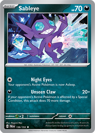 Sableye [Reverse Holo]  136/193 Pokémon TCG Paldea Evolved