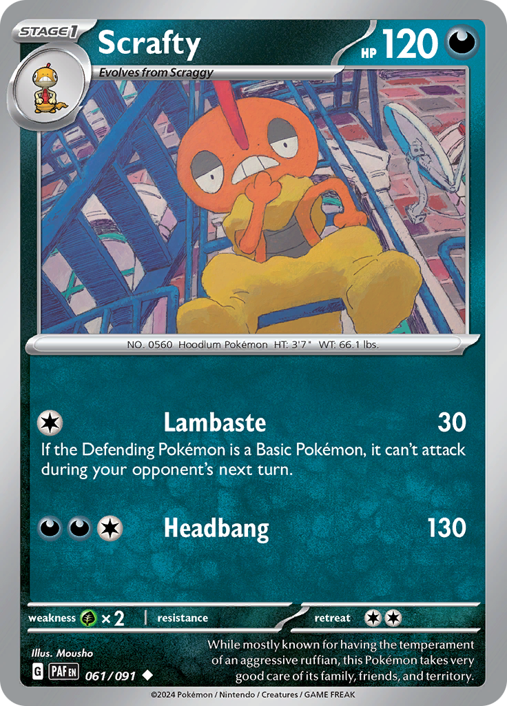 Scrafty  61/91 Pokémon TCG Paldean Fates