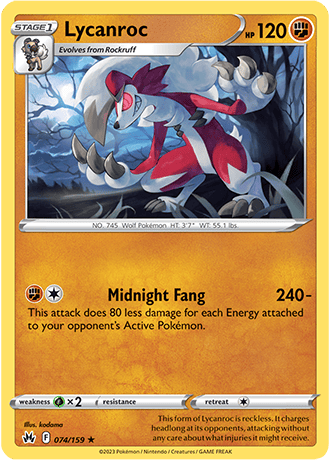 Lycanroc  74/159 Pokémon TCG Crown Zenith