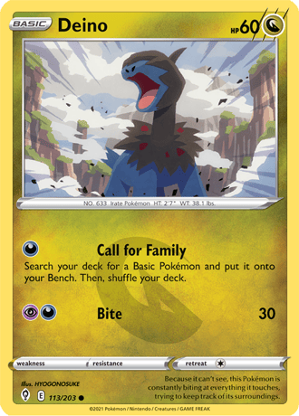 Deino  113/203 Pokémon TCG Evolving Skies