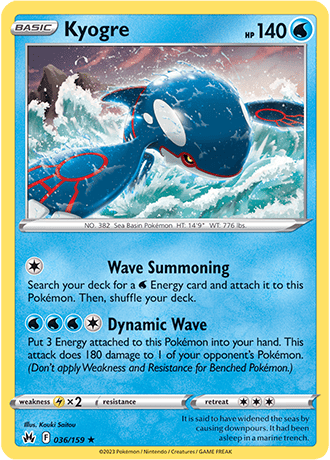 Kyogre  36/159 Pokémon TCG Crown Zenith