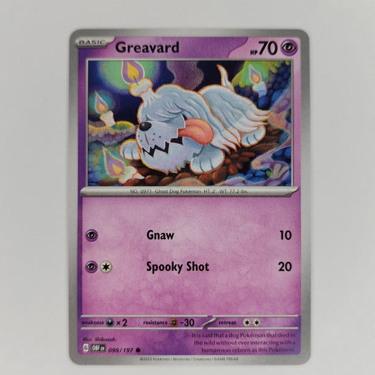 Greavard 99/197 Pokémon TGC Obsidian Flames