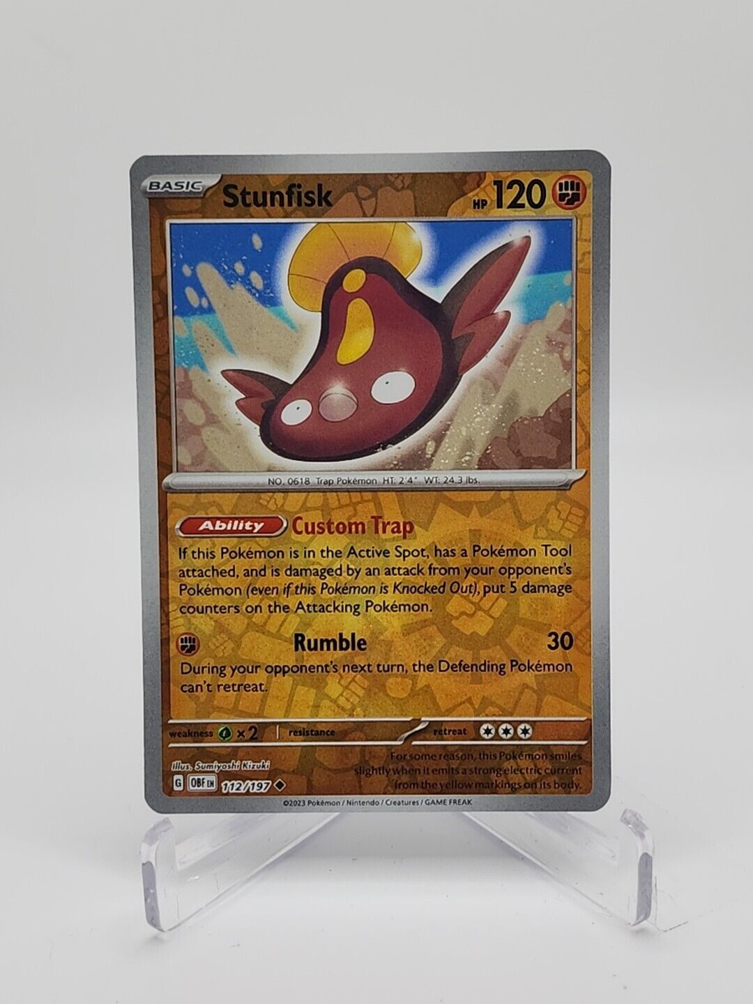 112/197 Stunfisk [Reverse Holo] Pokémon TCG Obsidian Flames