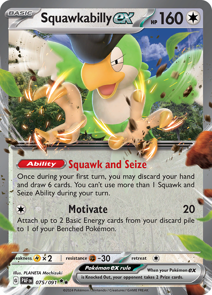 Squawkabilly ex [Holo]  75/91 Pokémon TCG Paldean Fates