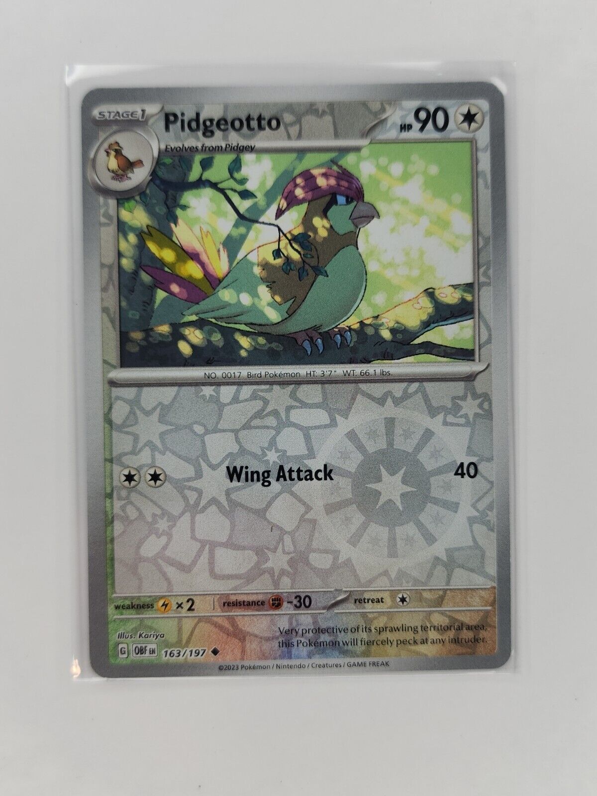 Pidgeotto [Reverse Holo] 163/197 Pokémon TGC Obsidian Flames