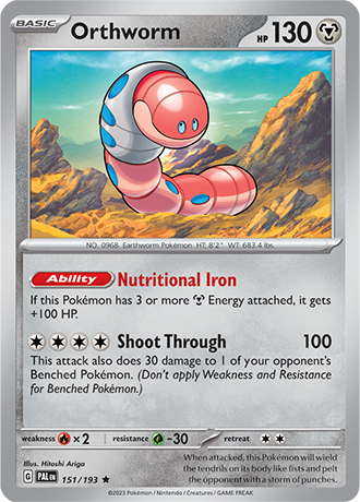 Orthworm [Reverse Holo]  151/193 Pokémon TCG Paldea Evolved