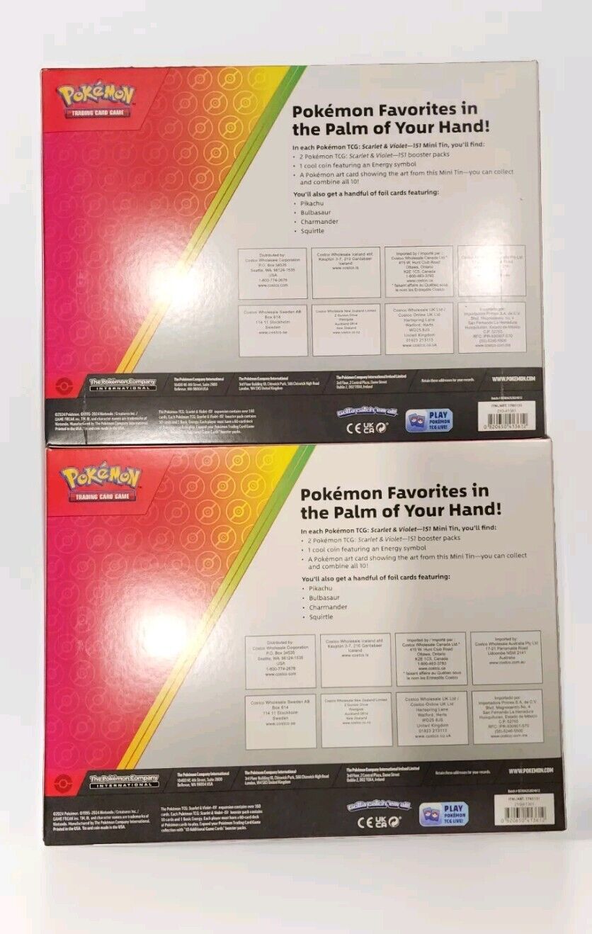 Pokemon Scarlet & Violet 151 - (2) 5-pack Mini Tins Costco Bundles (All 10 Tins)