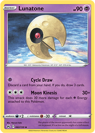 Lunatone  62/159 Pokémon TCG Crown Zenith