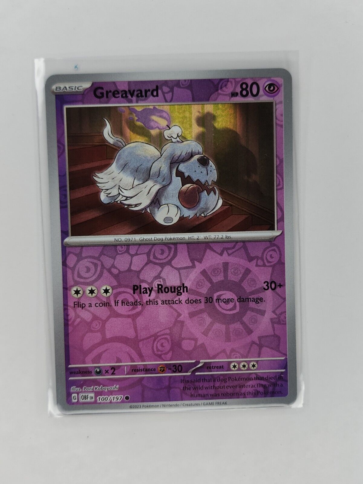 Greavard [Reverse Holo] 100/197 Pokémon TGC Obsidian Flames