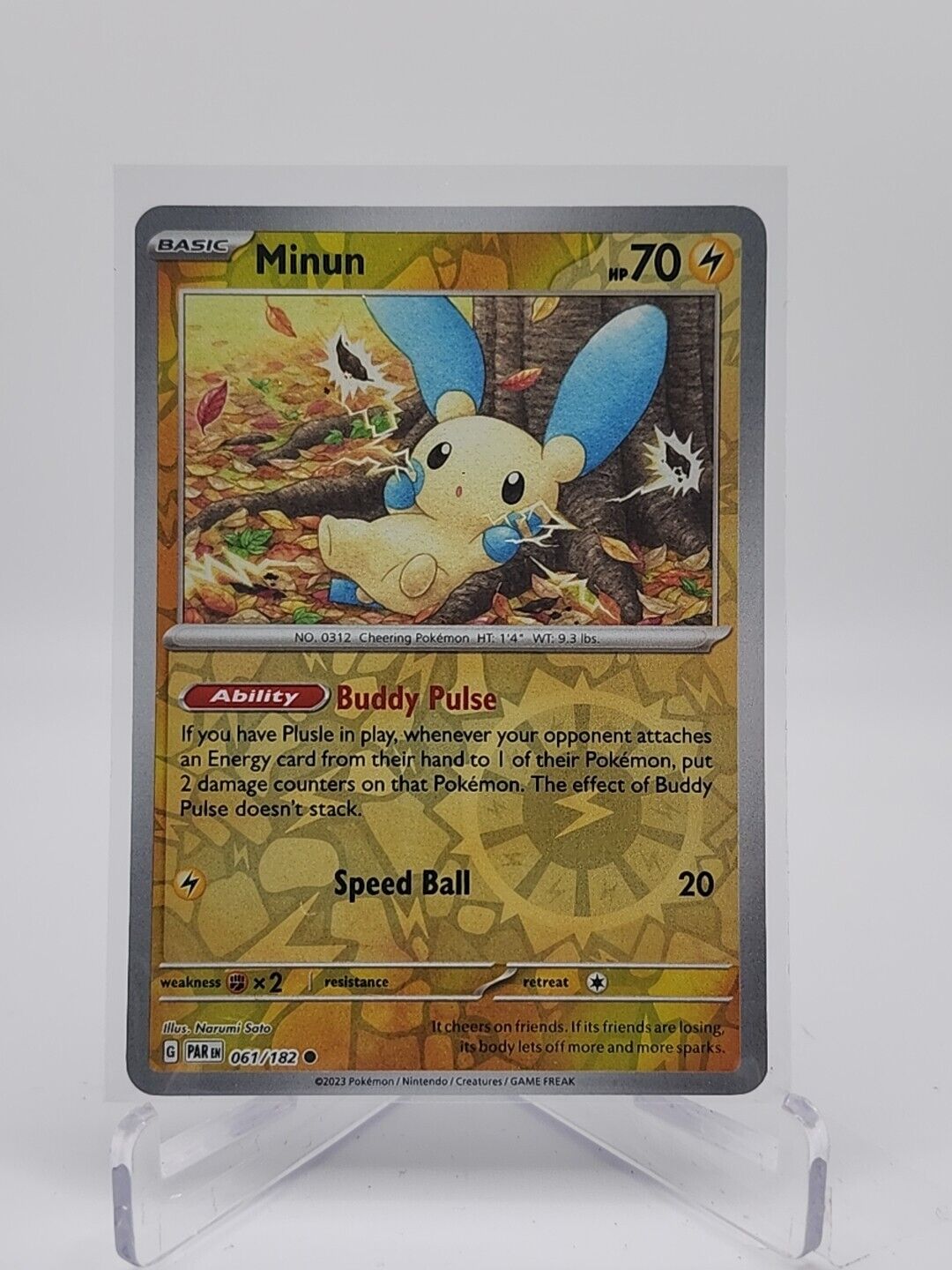 Minun [Reverse Holo]  61/182 Pokémon TCG Paradox Rift