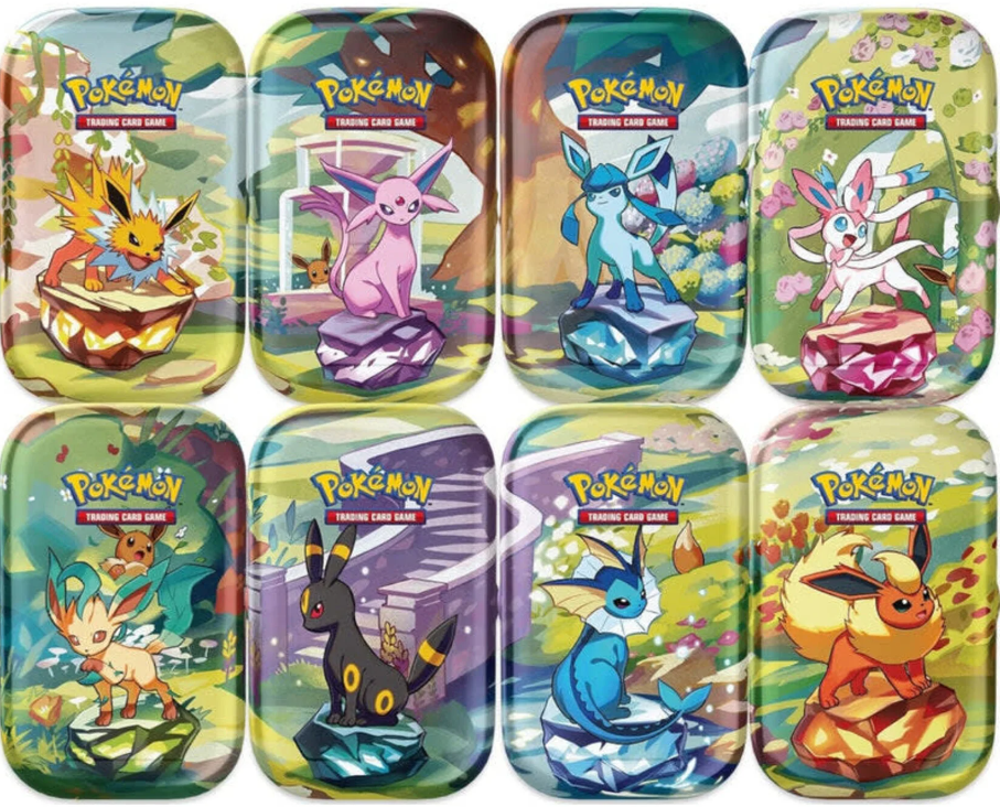 PRESALE Pokémon TCG: Prismatic Evolutions: Mini Tin Display - Sealed (8 Tins)