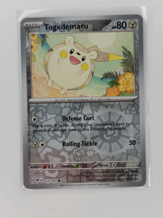 Togedemaru [Reverse Holo] 151/197 Pokémon TGC Obsidian Flames